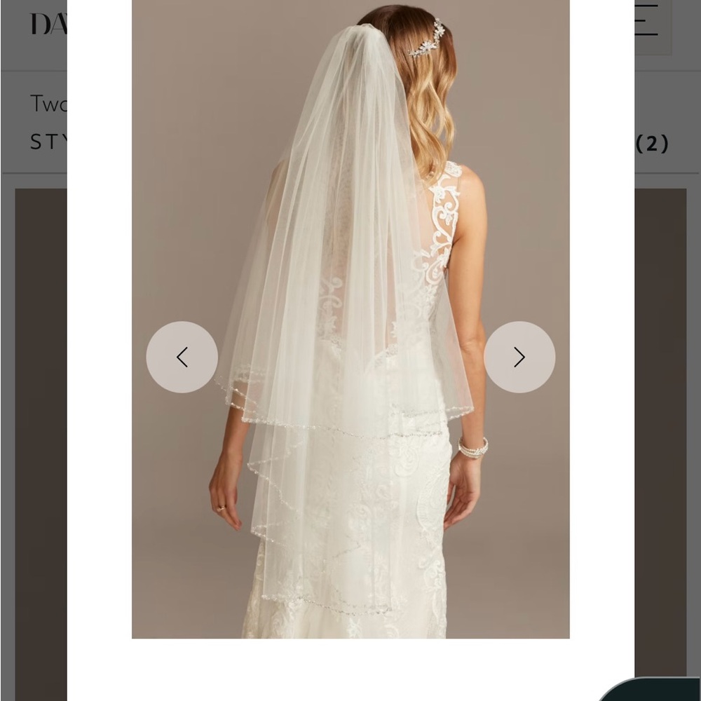 White Bridal Veil with Gem trimming